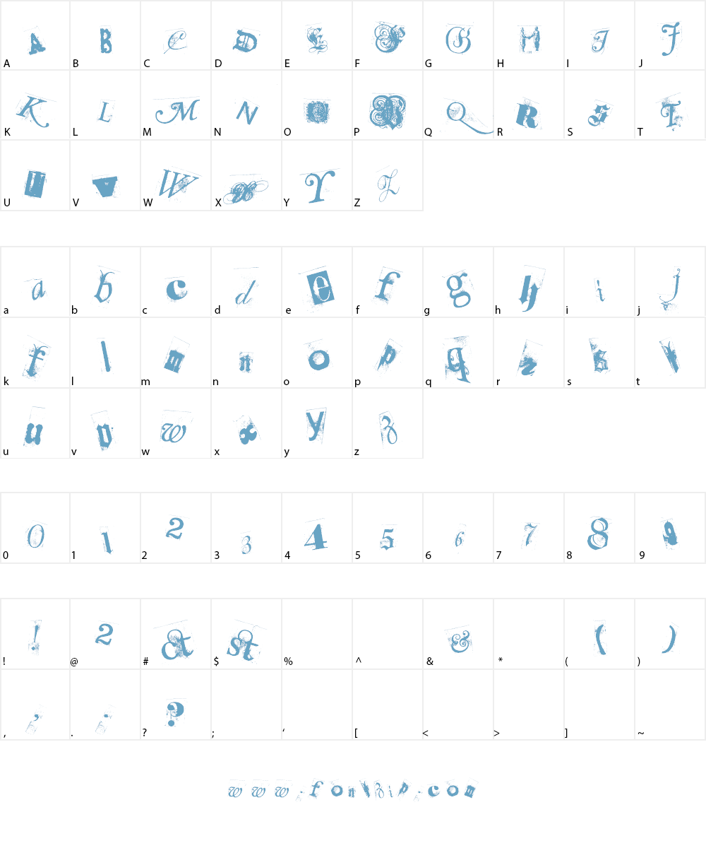 Collage anonymous Font Character